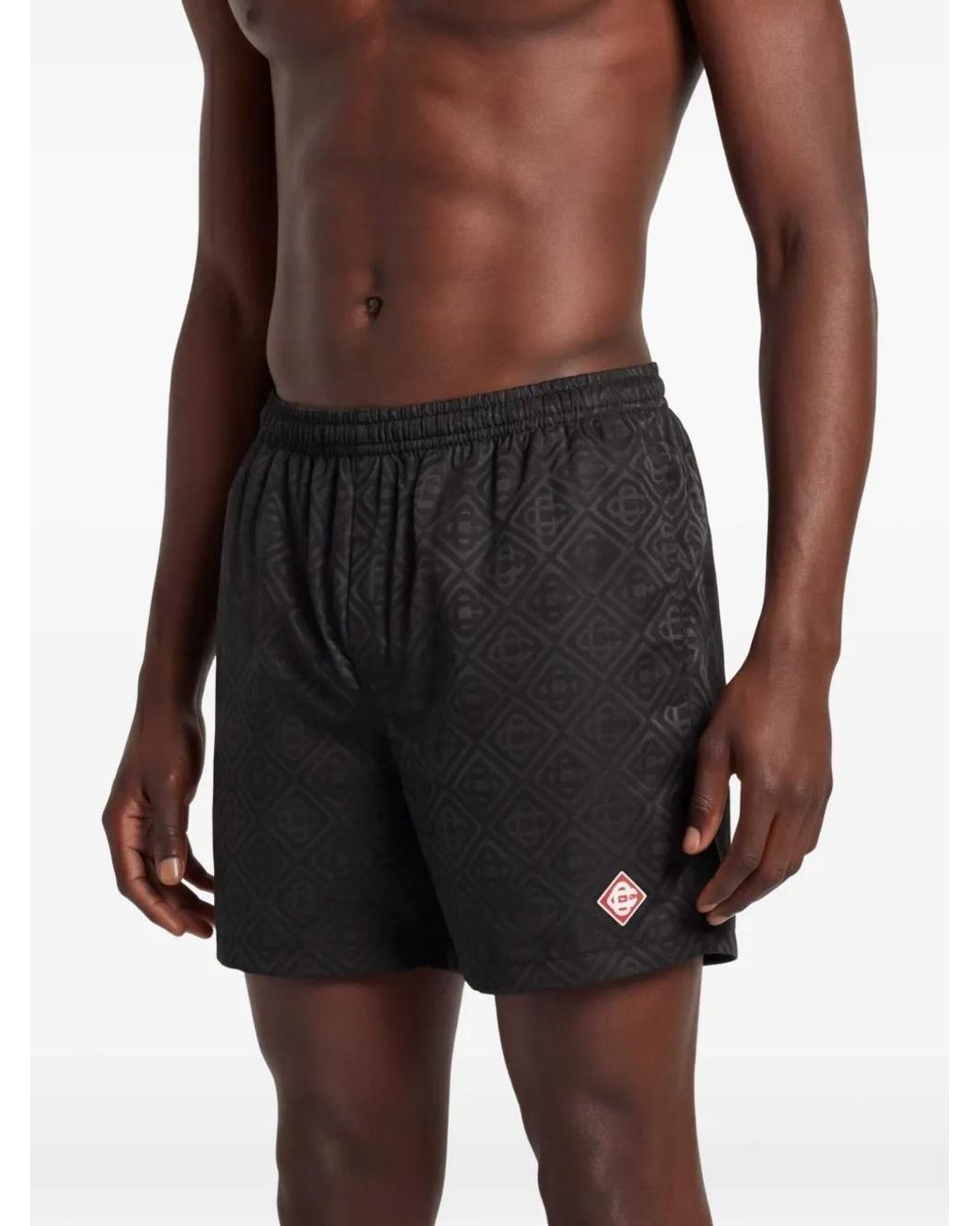 Casablanca Black Monogram-Pattern Swim Shorts for men
