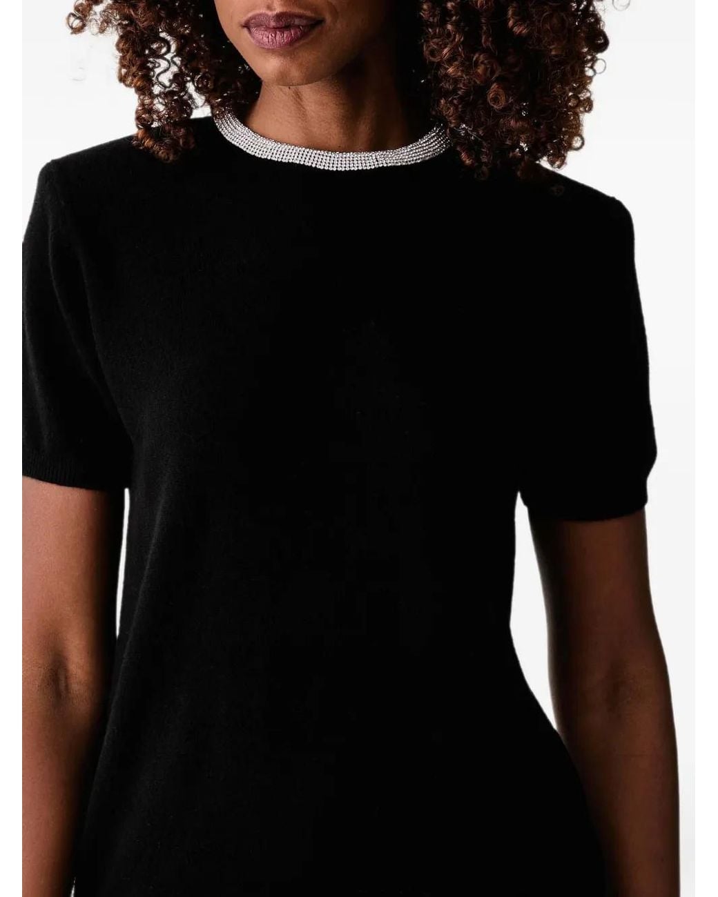 Silvian Heach Black Crystal-Embellished T-Shirt