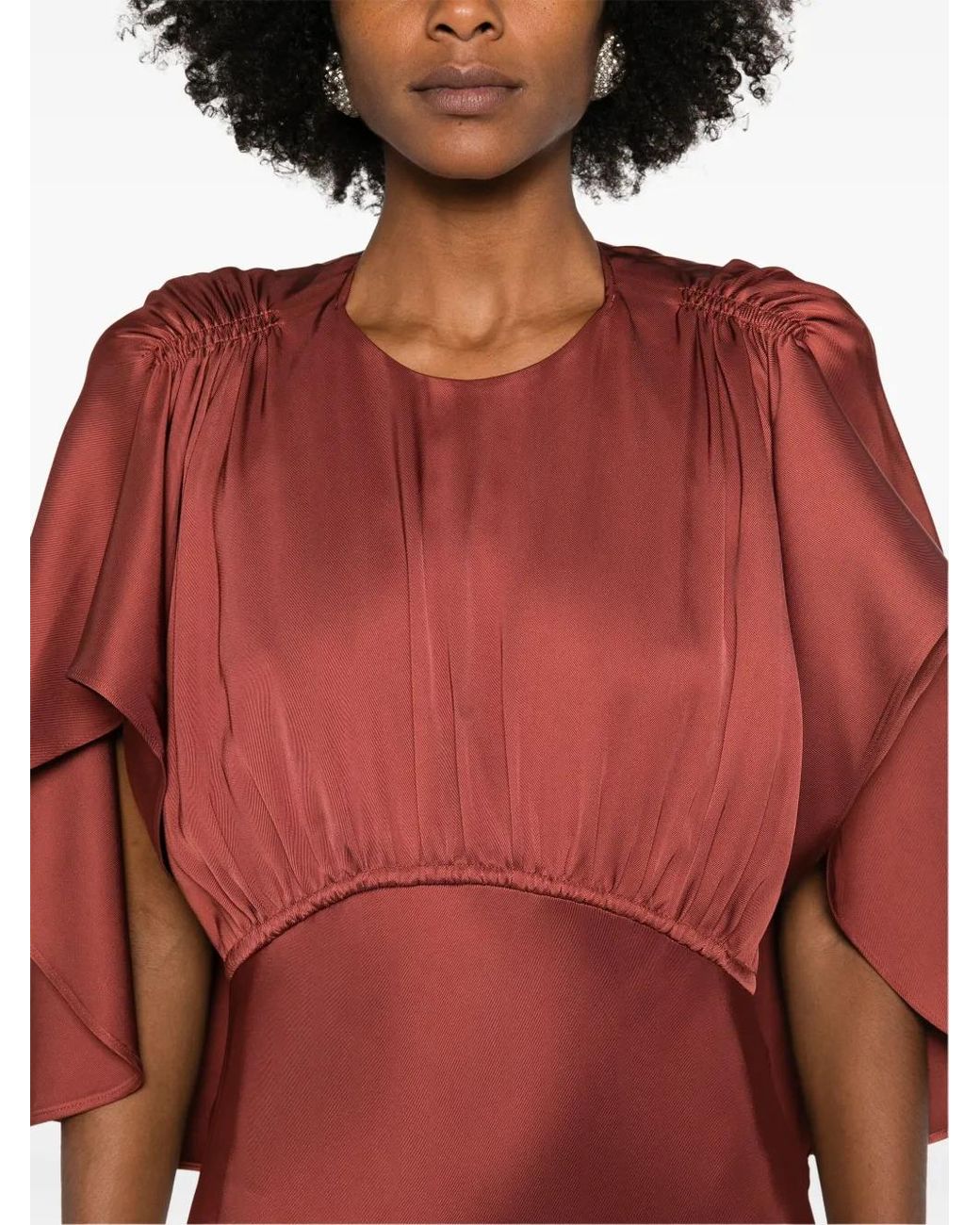 Zimmermann Red Cape-insert Round-neck Maxi Dress