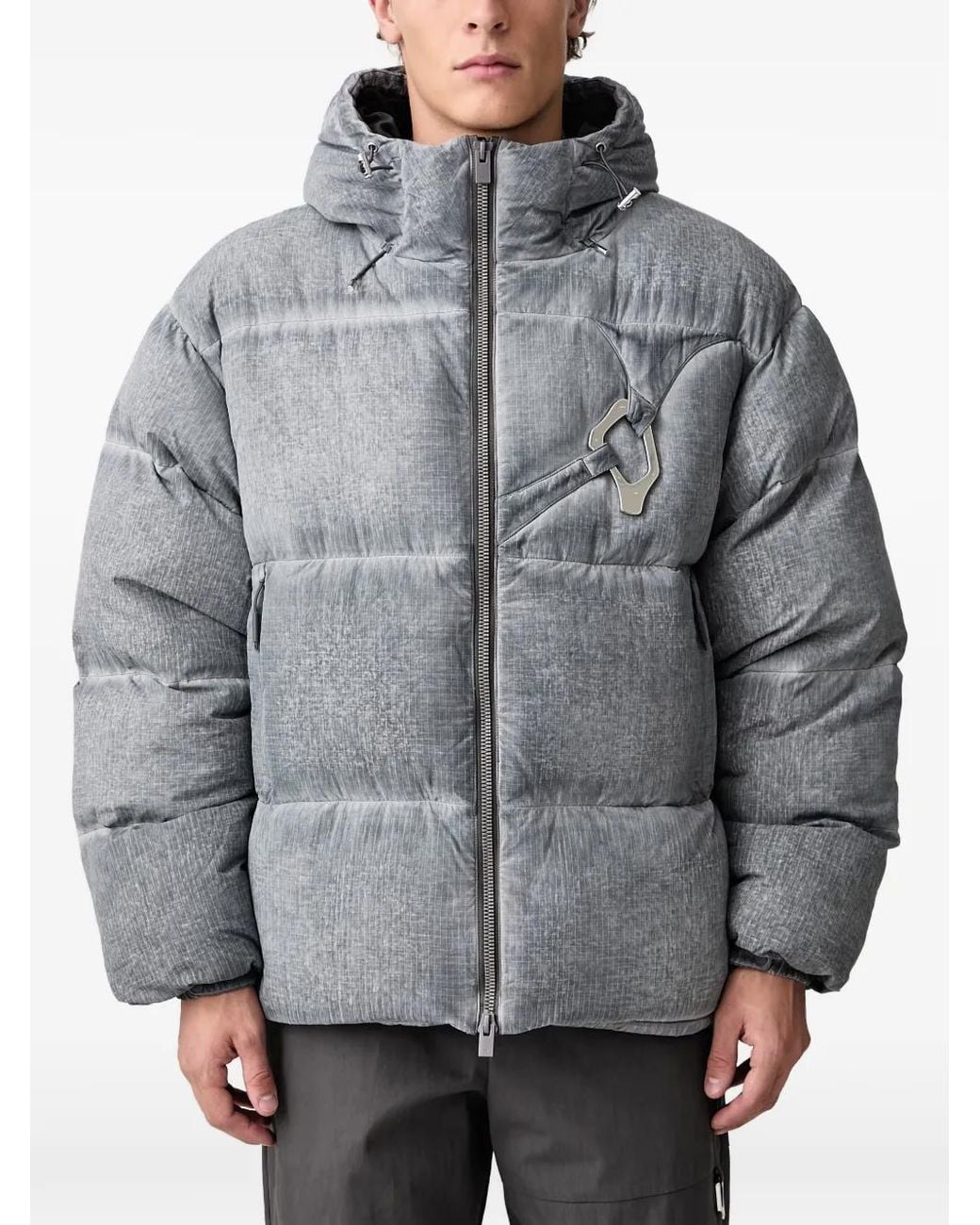 HELIOT EMIL Gray Padded Hooded Jacket for men