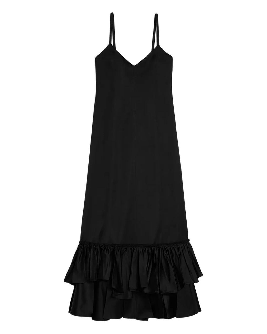 Jil Sander Black Silk Blend Ruffle Dress