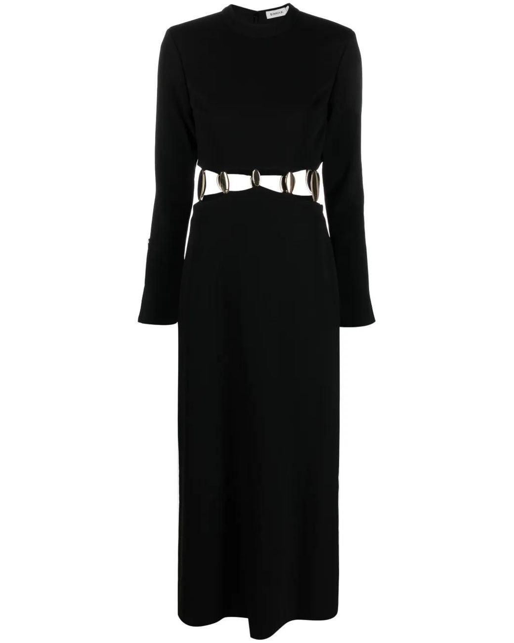 Jonathan Simkhai Black Cut-Out Detailing Round-Neck Dress