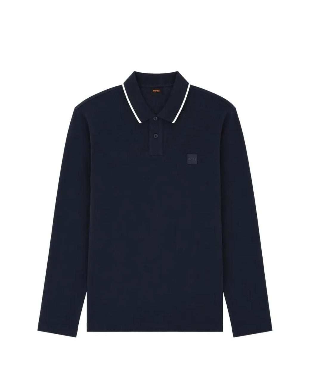 Boss Blue Long-Sleeve Polo Shirt for men