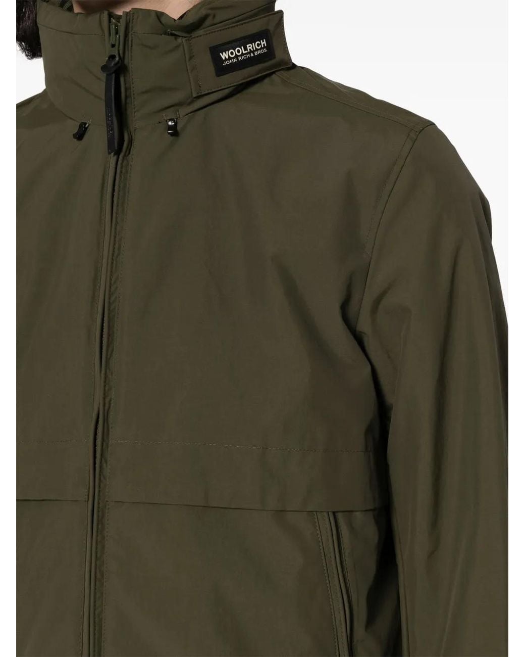 Woolrich Green High-Neck Zip-Up Jacket for men