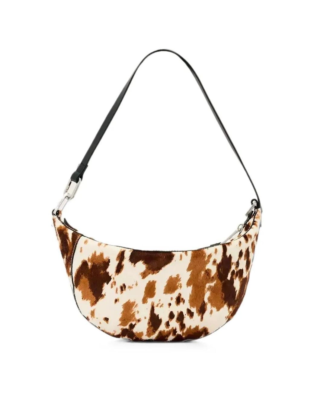 AllSaints Metallic Cow-Print Leather Shoulder Bag