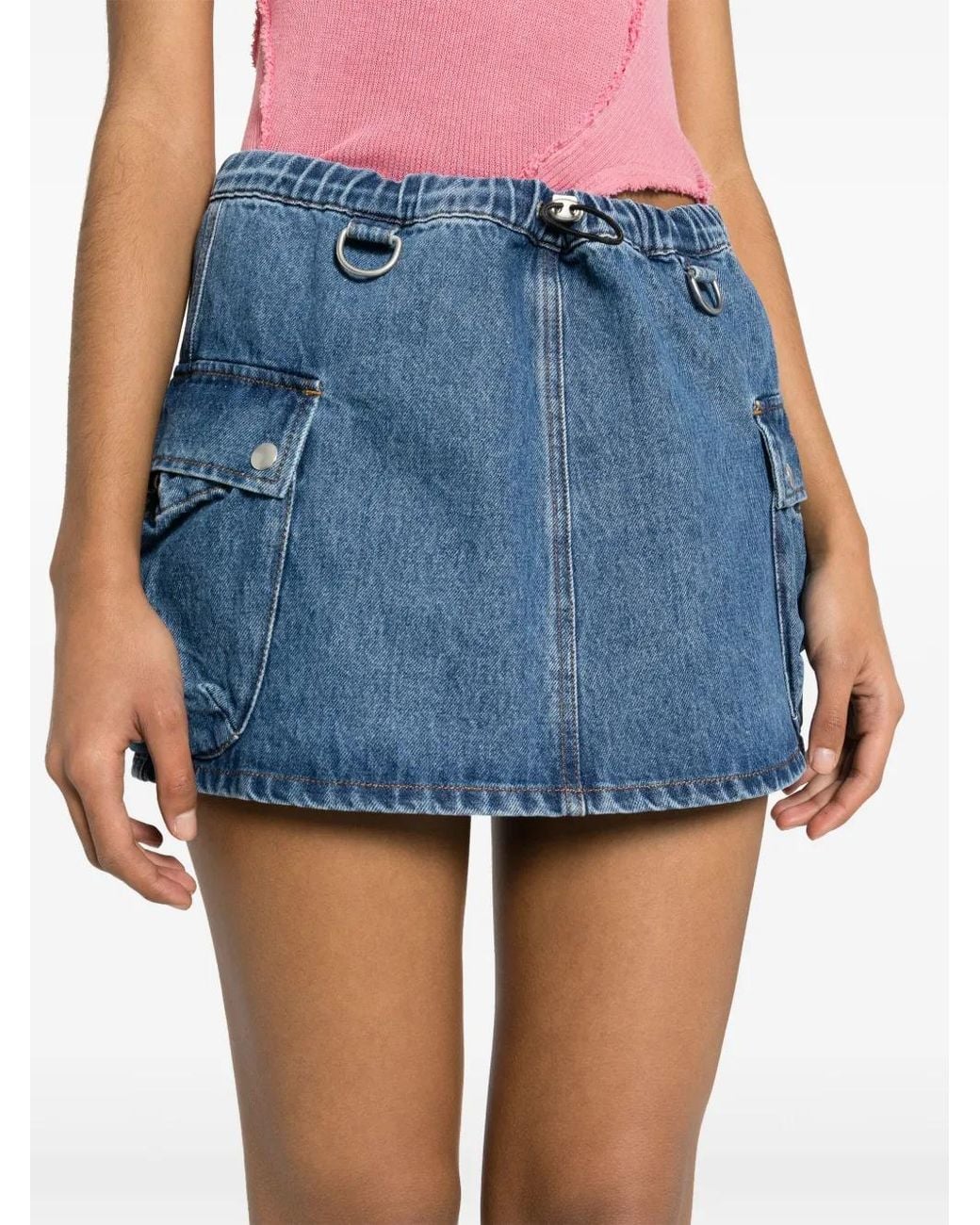 Coperni Blue Thigh-Length Cotton Denim Skirt
