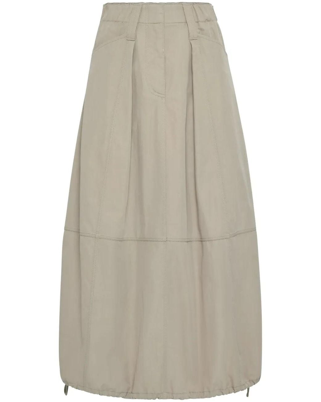 Brunello Cucinelli White Drawstring Midi Skirt