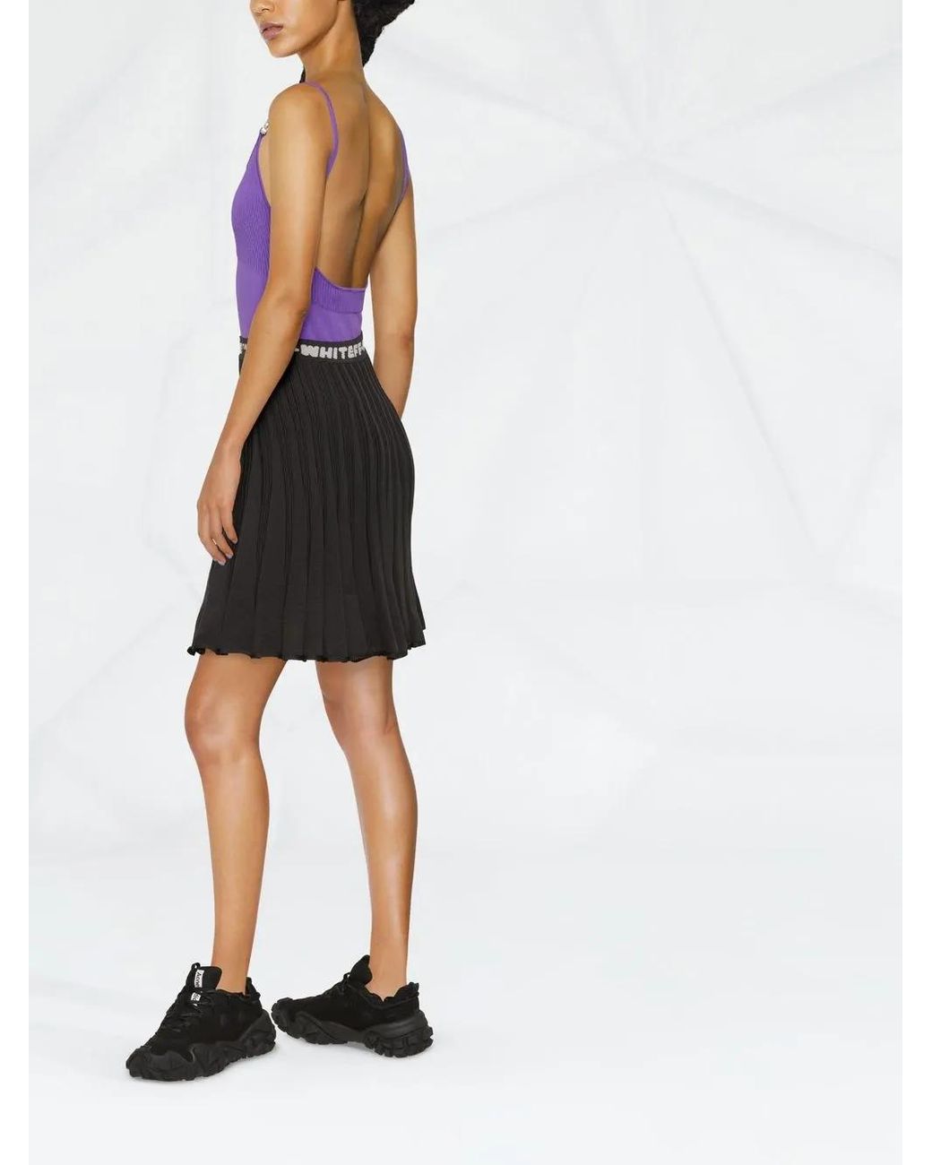 Off-White c/o Virgil Abloh Black Logo Band Pleated Skirt
