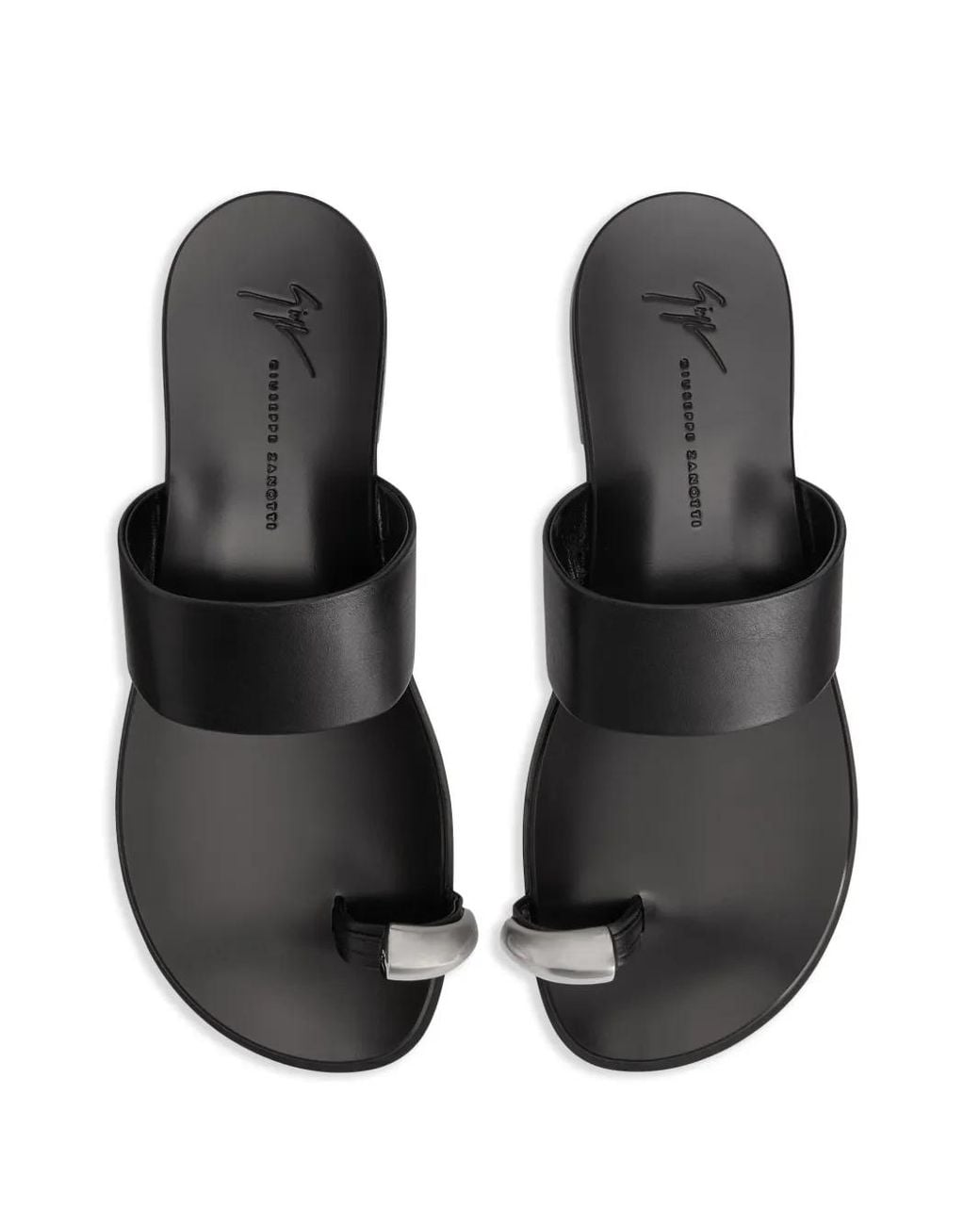 Giuseppe Zanotti Black Norbert Leather Toe-Loop Sandals for men