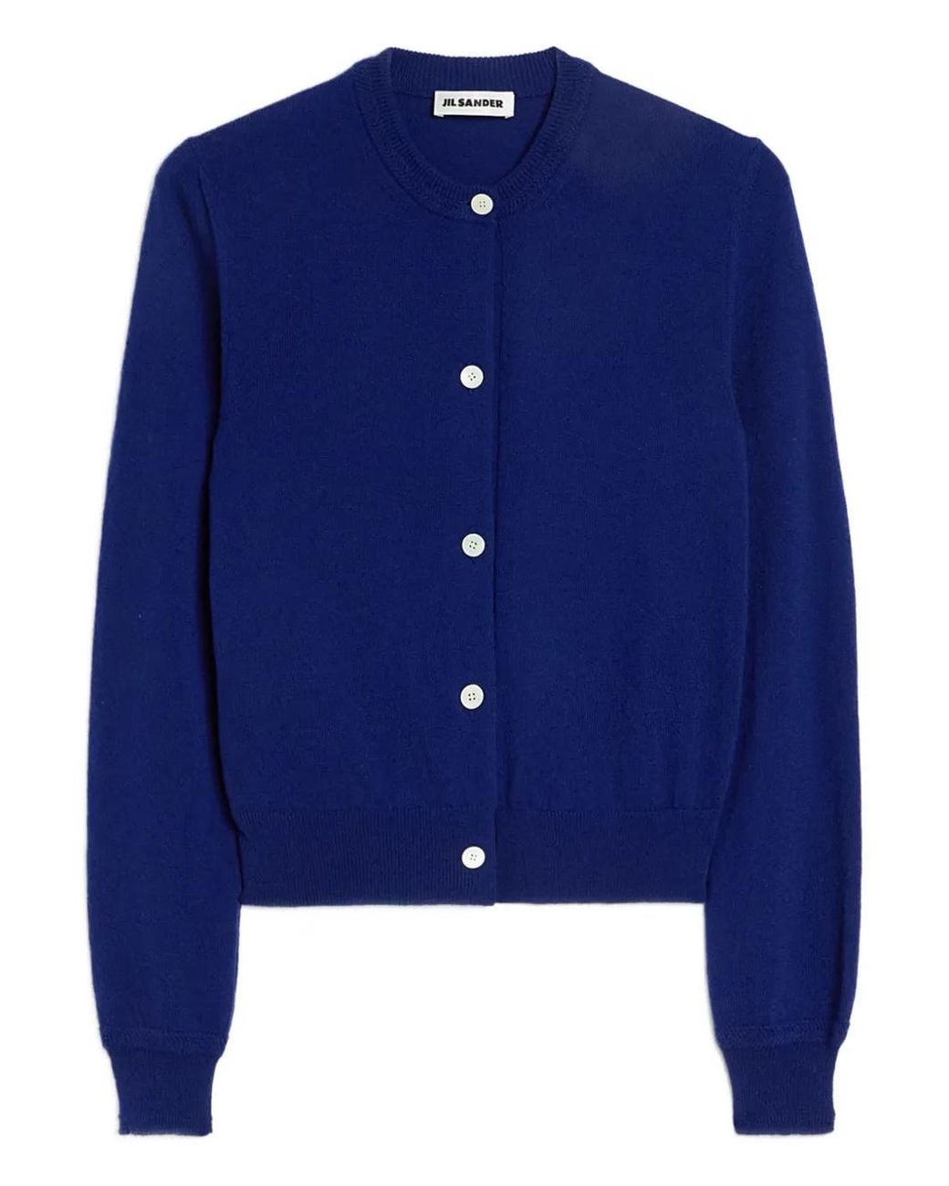 Jil Sander Blue Lightweight Wool Crew-Neck Cardigan