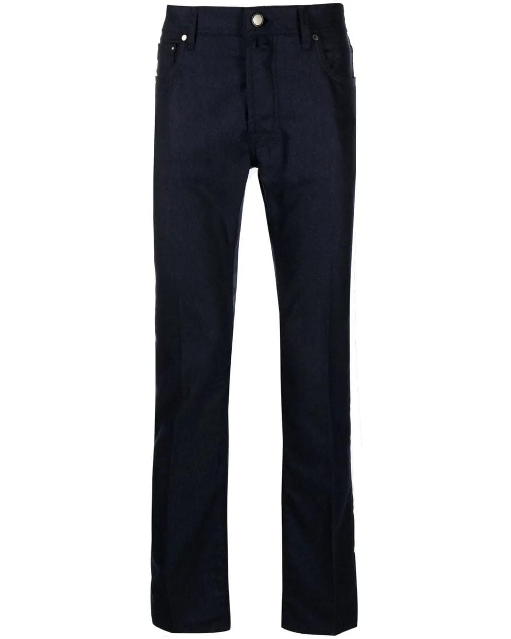 Jacob Cohen Blue Bard Slim-Cut Flannel Trousers for men