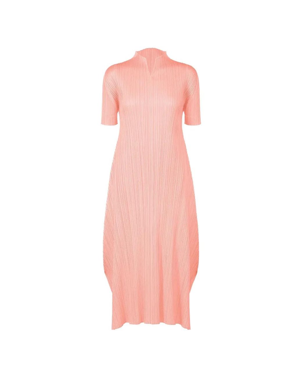 Pleats Please Issey Miyake Pink Pleated A-Line Dress