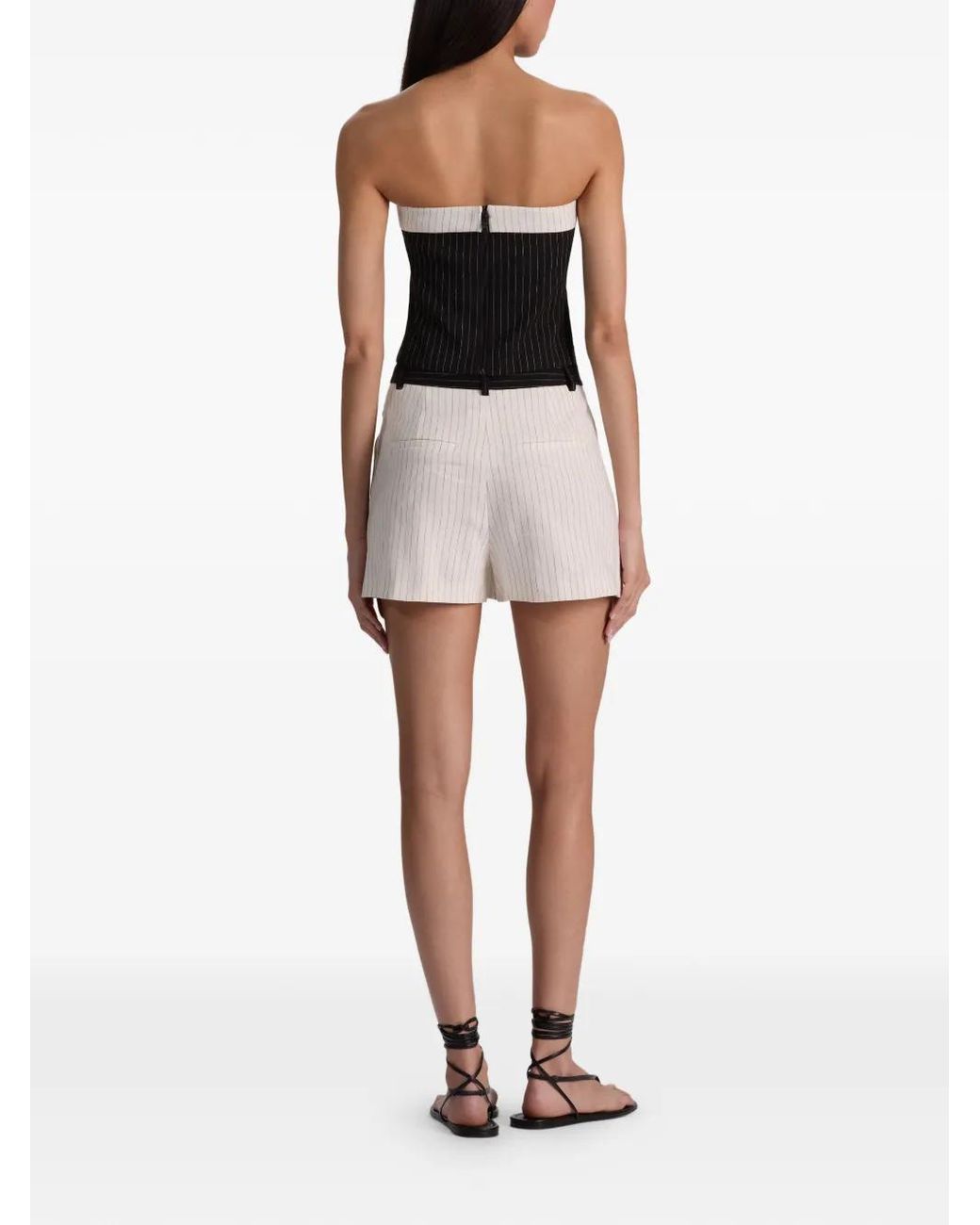 Alice + Olivia White Conry Stripe-Pattern Shorts