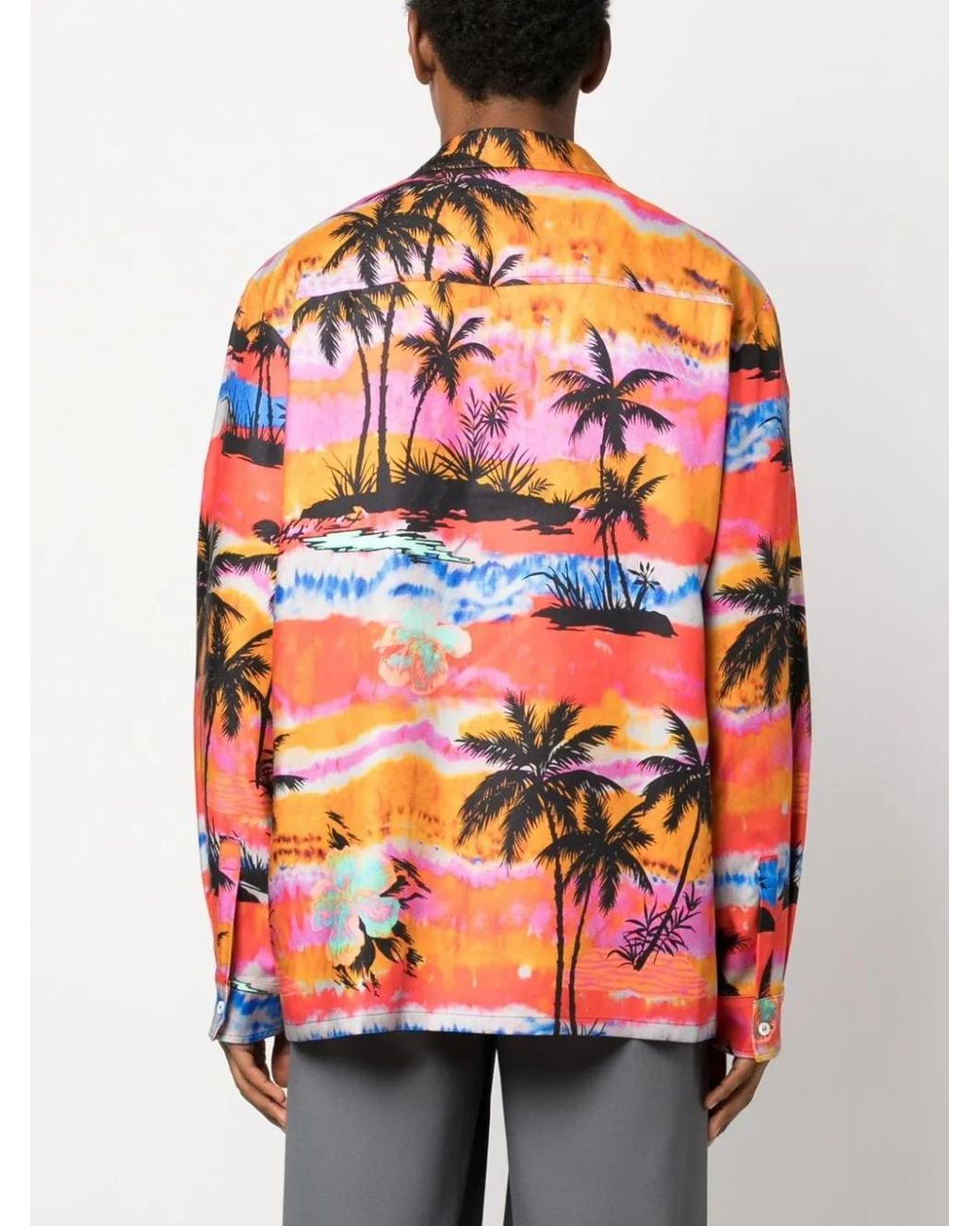 Palm Angels Orange T-Shirt À Imprimé Psychedelic Palms for men
