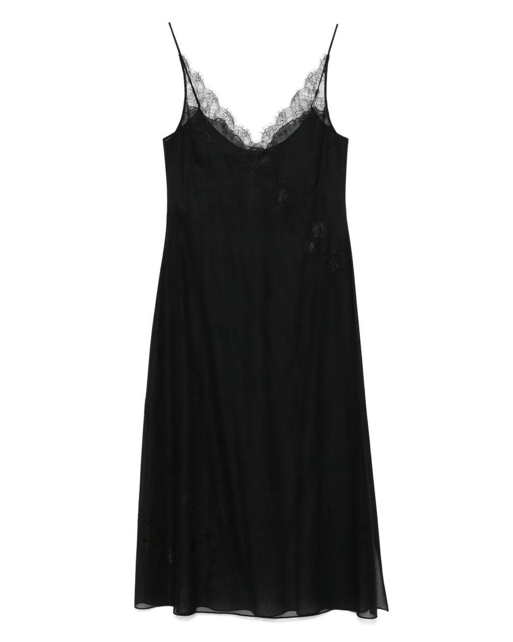 Carine Gilson Black Calais-Caudry Lace Maxi Nightdress