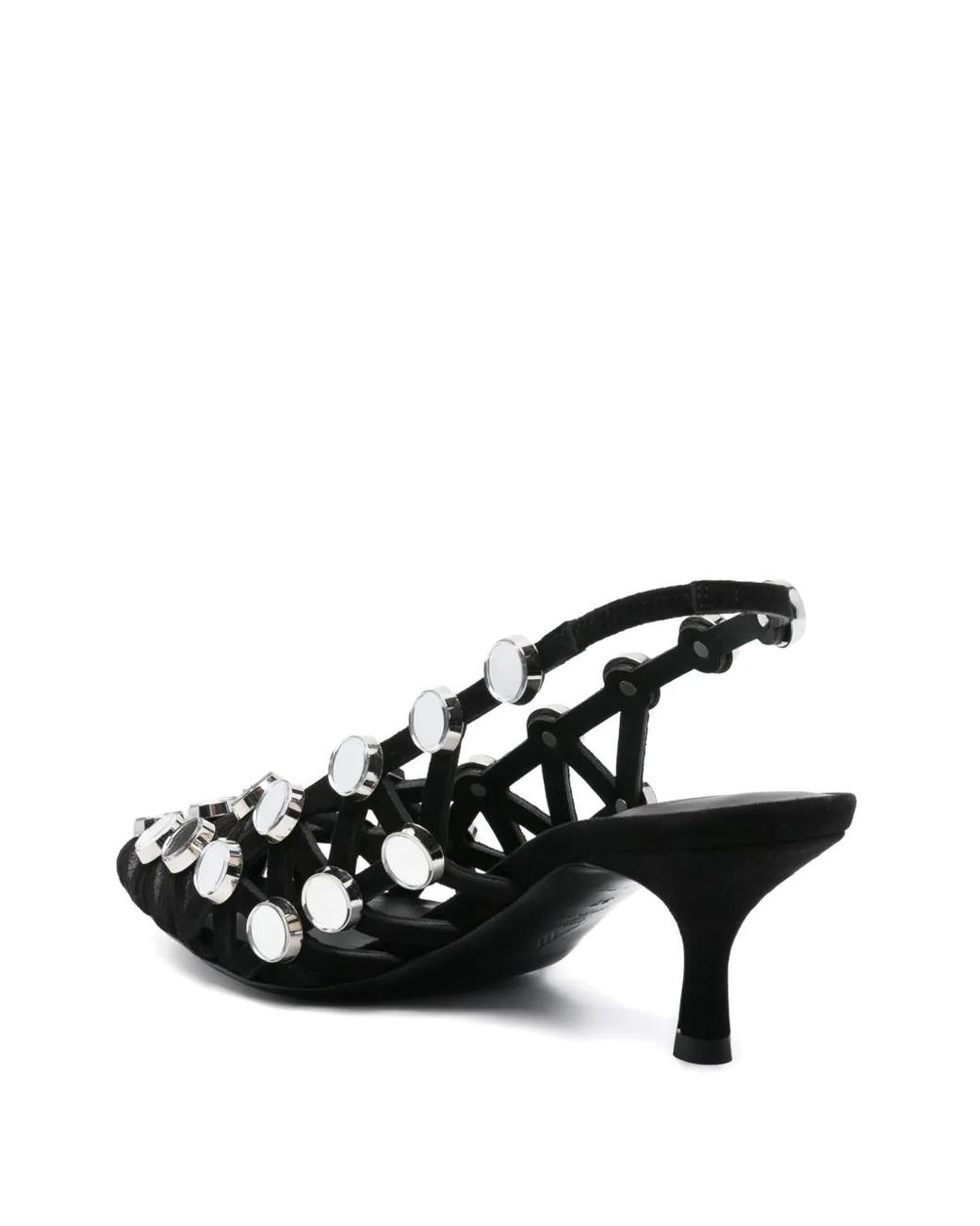 The Attico Black Suede Grid Slingback With Inserts