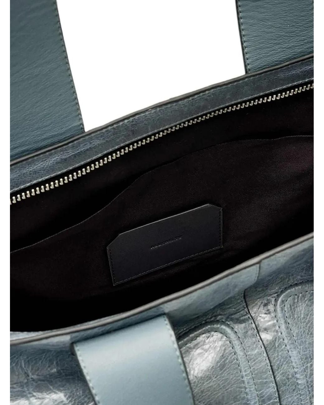 AllSaints Blue Crinkled-Leather Tote Bag