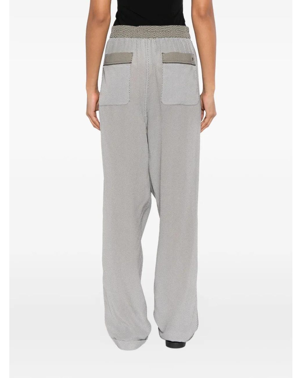 Tom Ford Gray Printed Net Crepe De Chine Pajama Trousers Tf Embroidered Logo