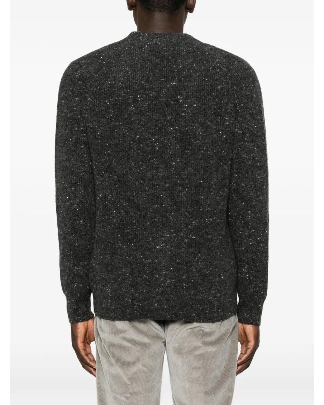 Eleventy Black Flecked V-Neck Cardigan for men