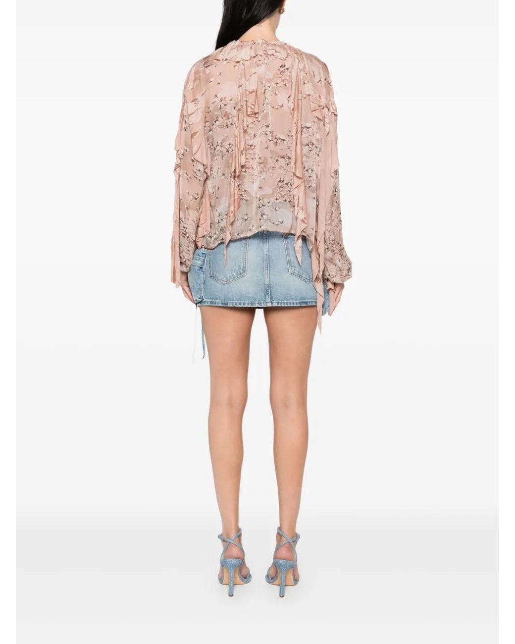 Blusa Estampada Con Volantes DIESEL de color Pink