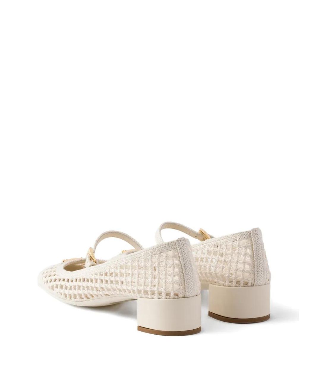 Prada Natural Gehäkelte Pumps Mit Blockabsatz