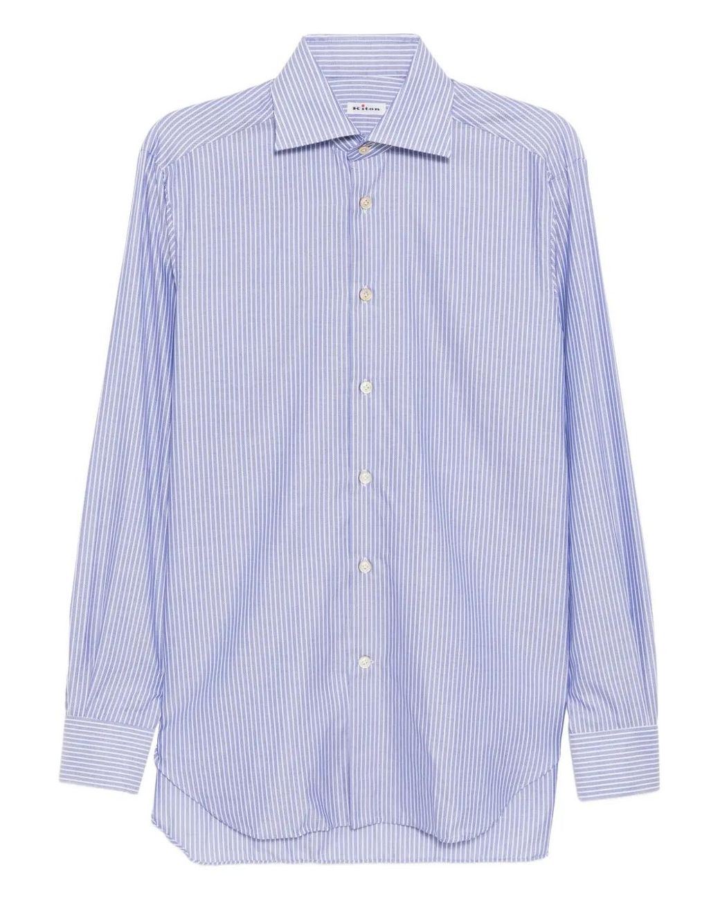 Kiton Purple Stripe-Printed Shirt for men