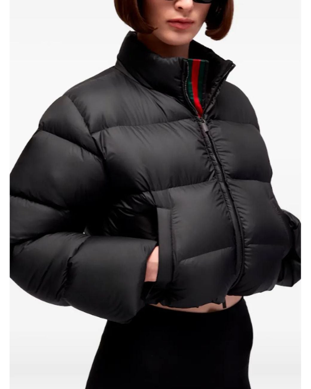 Gucci Black Quilted Web-Stripe Jacket