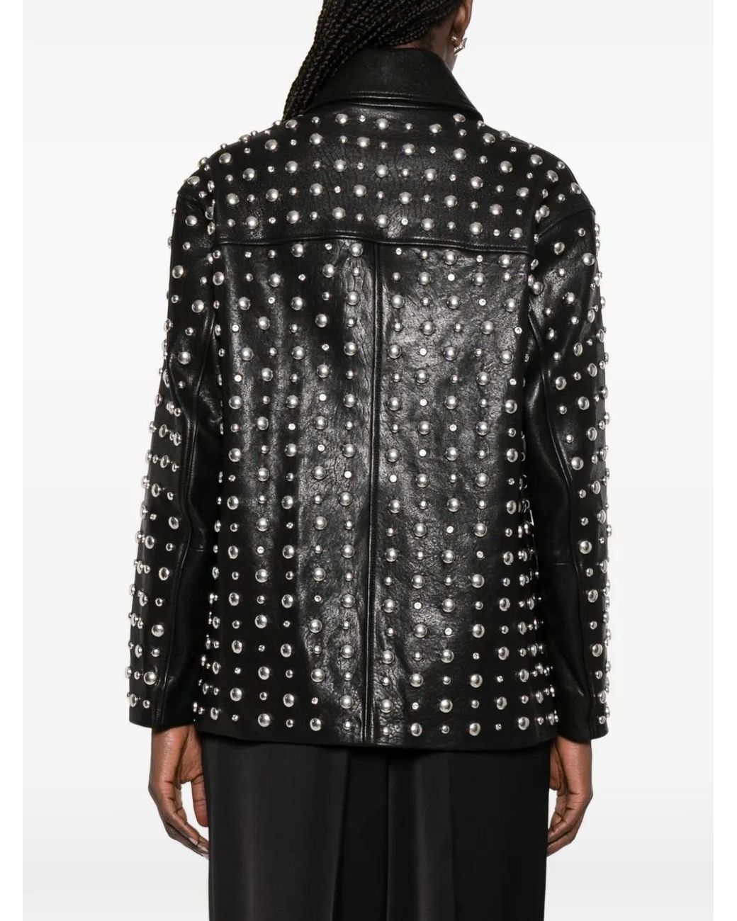 Nour Hammour Leren Jack Met Studs En Rits in het Black