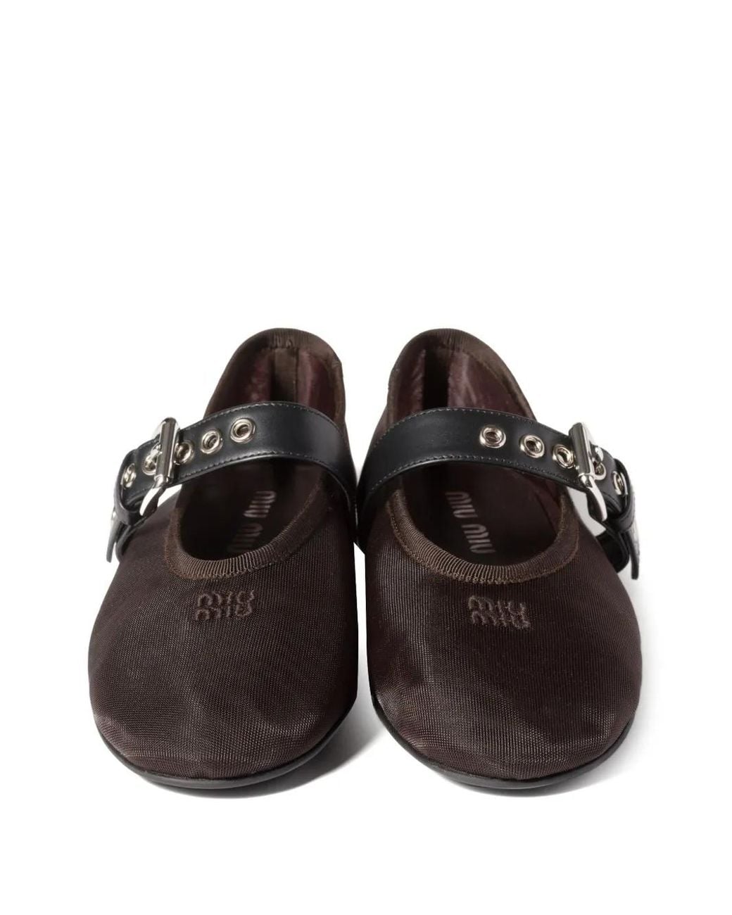 Miu Miu Brown Mesh Fabric Ballerinas