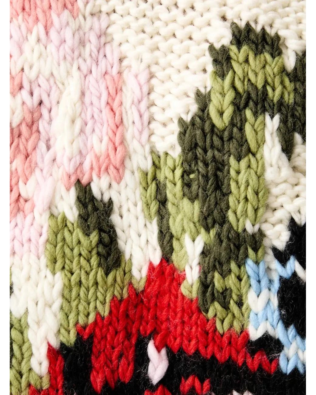 Stine Goya Natural Floral-Intarsia Chunky-Knit Sweater