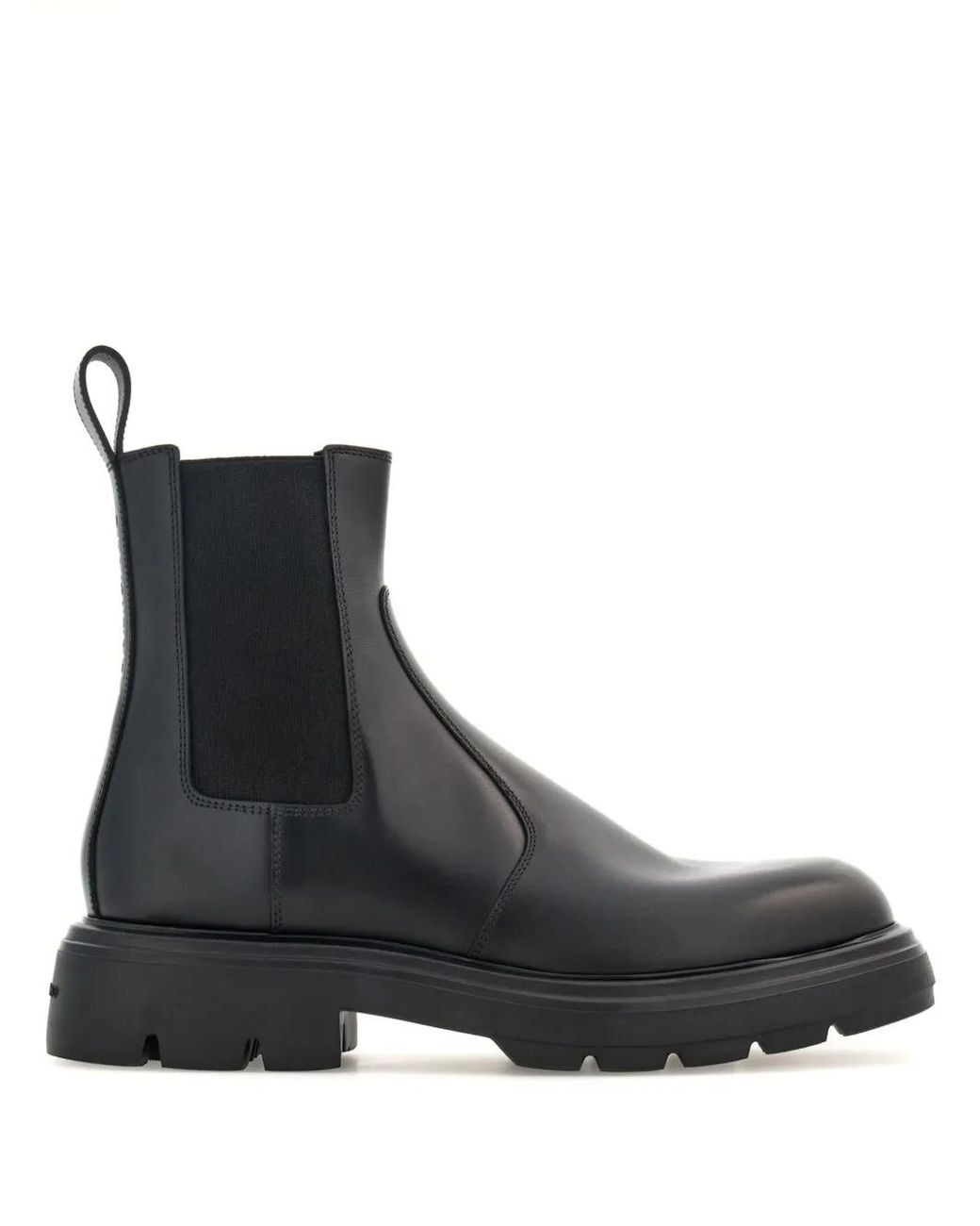Ferragamo Black Logo-Debossed Leather Boots