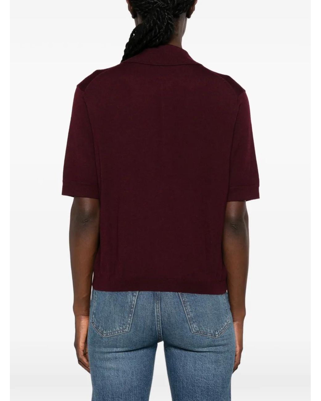 Maje Red Polo Collar Sweater