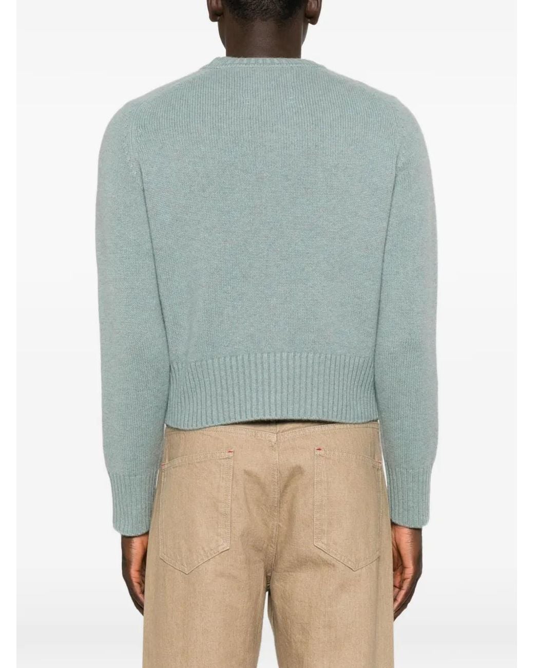 Extreme Cashmere Blue Ribbed-Knit Crew-Neck Sweater