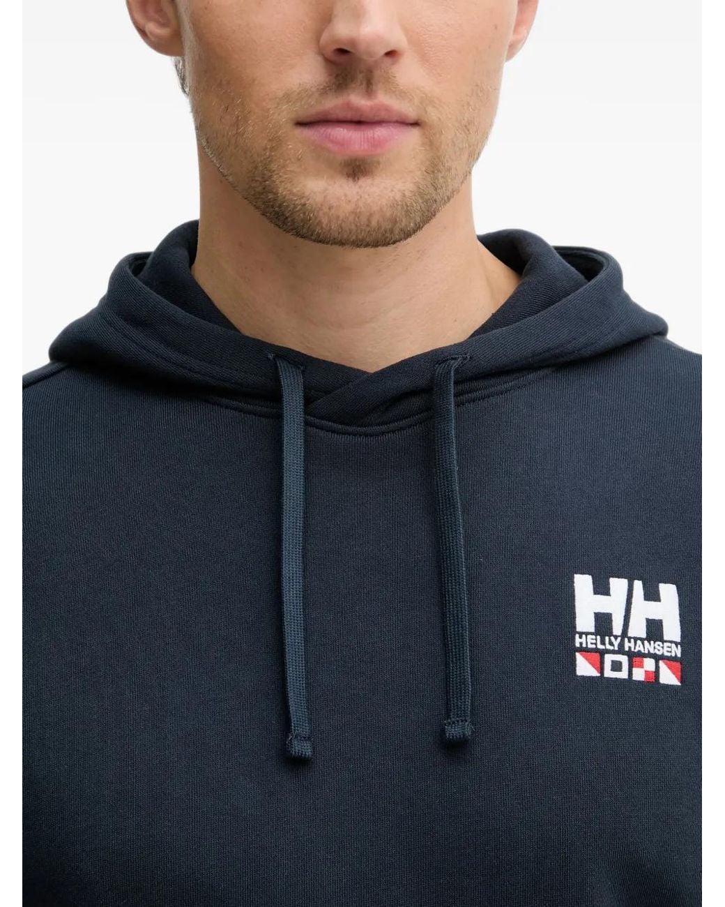 Helly Hansen Blue Shoreline Logo-Embroidered Drawstring Hoodie for men