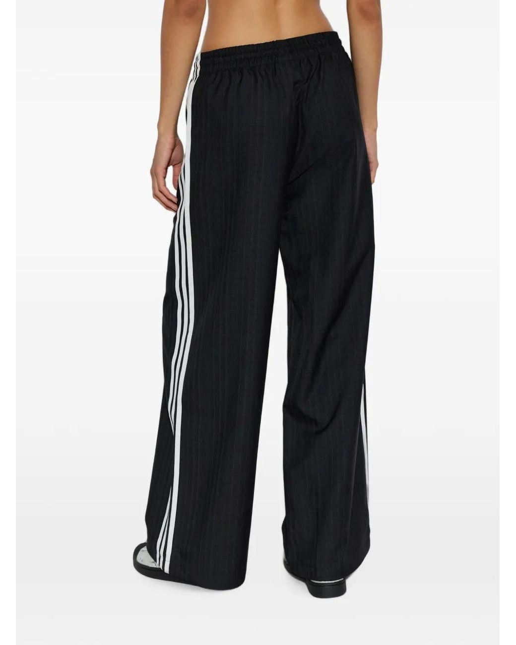 Adidas Black Pantalon Ample À Fines Rayures