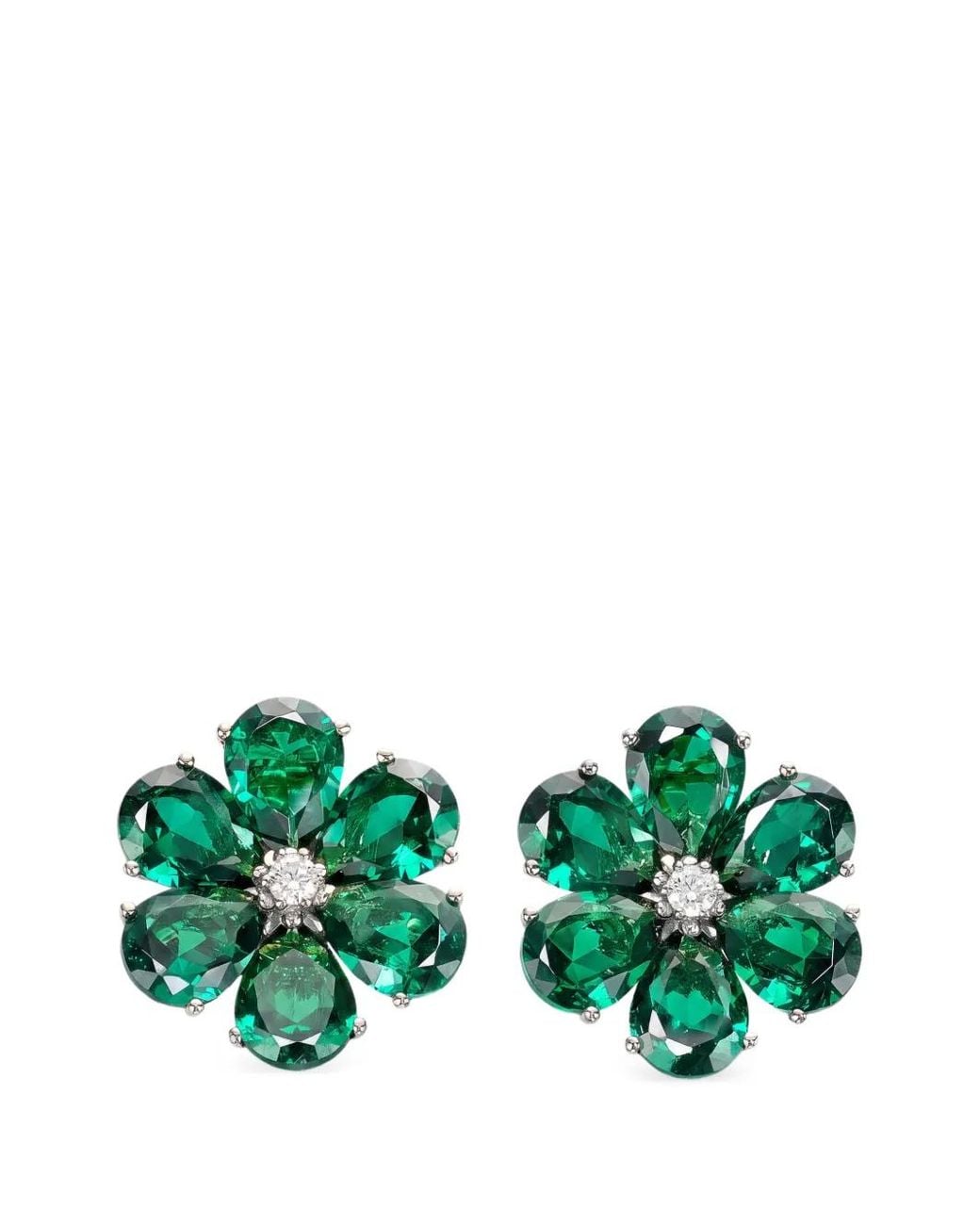 Anabela Chan Green Emerald Marguerite Daisy Earrings