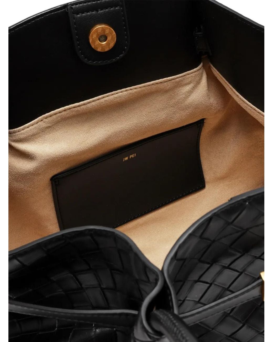 JW PEI Black Hana Medium Weave Texture Tote Bag