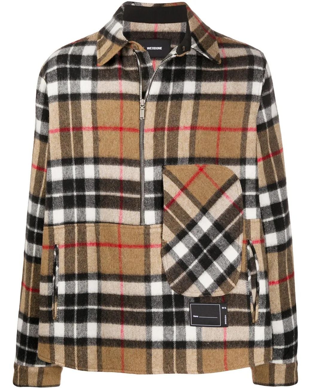 we11done Multicolor Checked Half-zip Wool Shirt