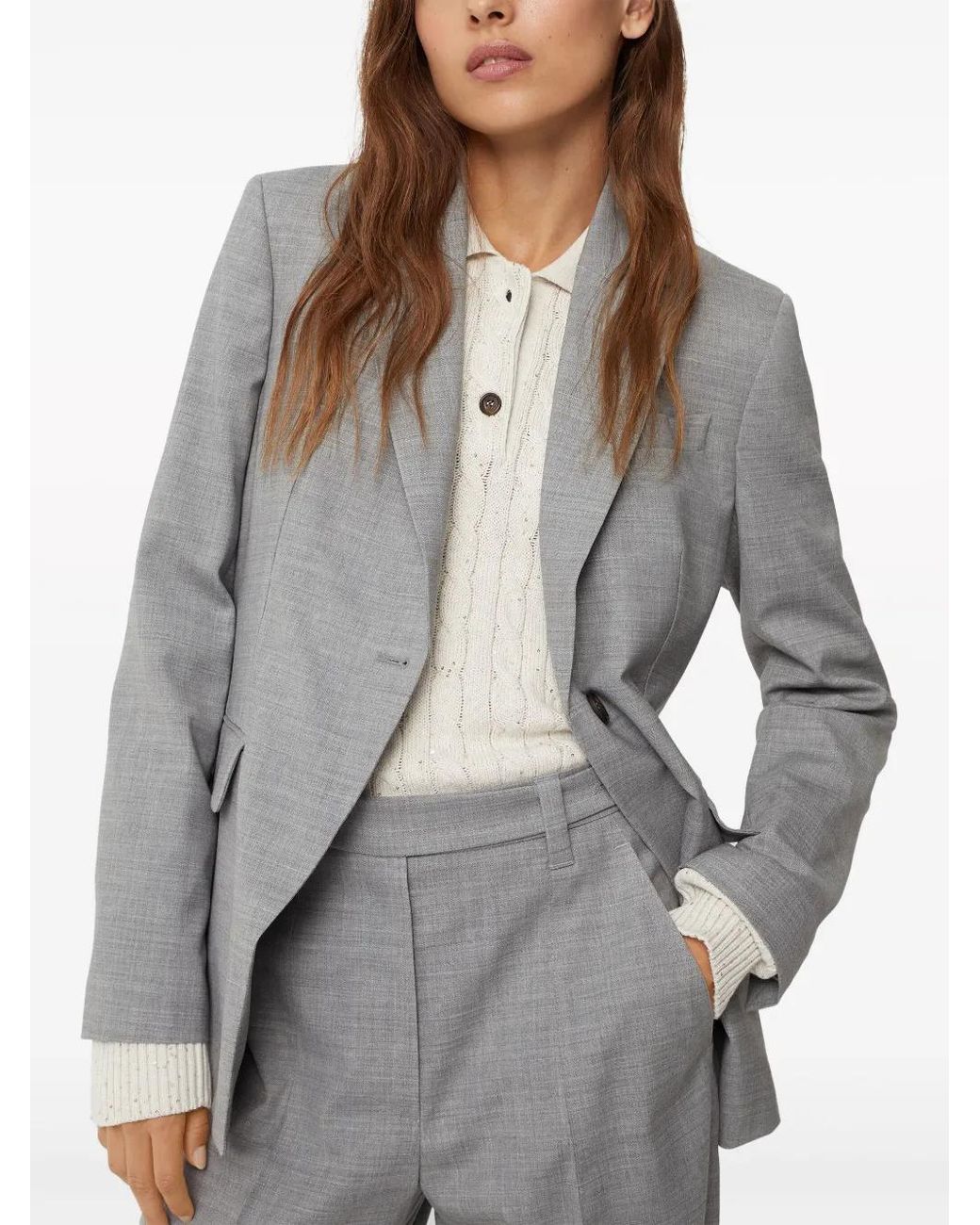 Brunello Cucinelli Gray Mélange-Effect Single-Breasted Blazer