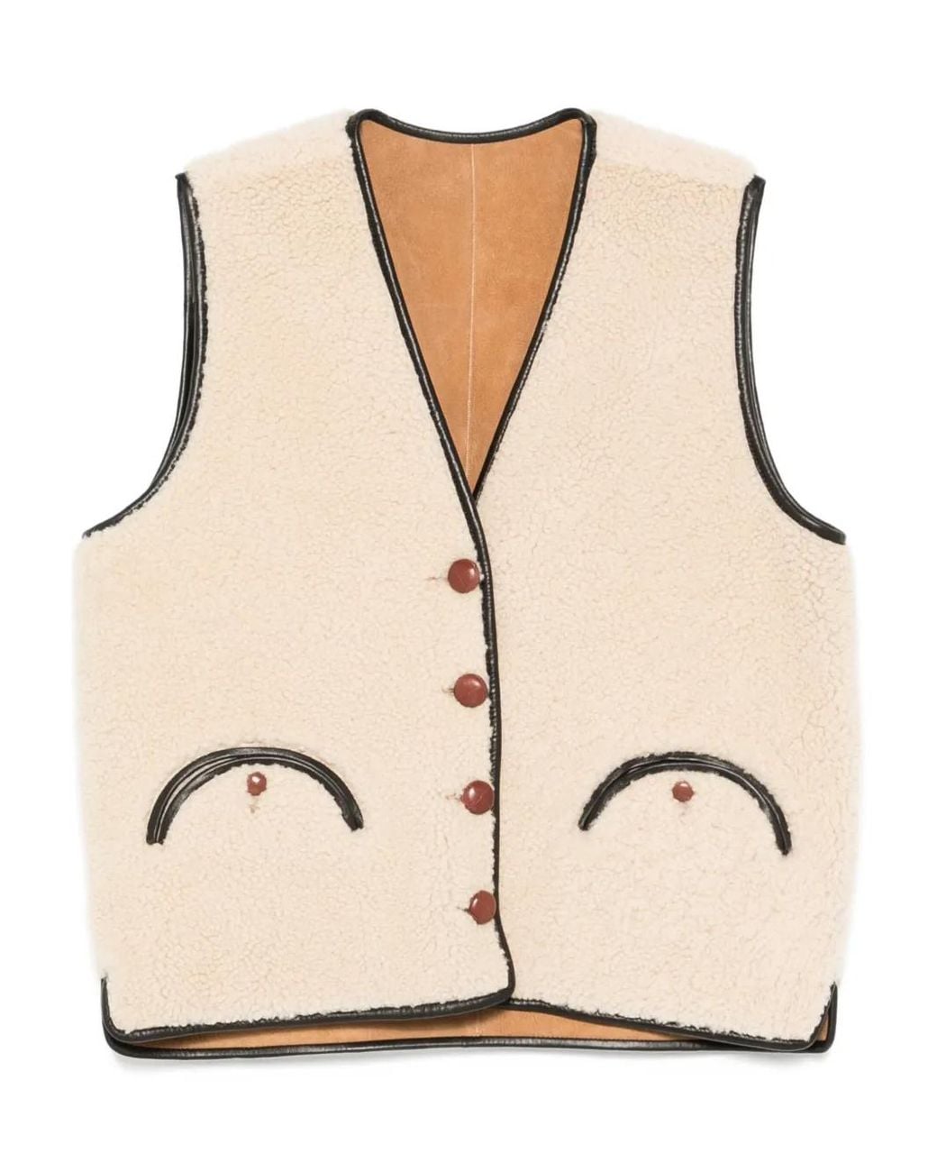 Blazé Milano Natural Button-Fastening Shearling Gilet