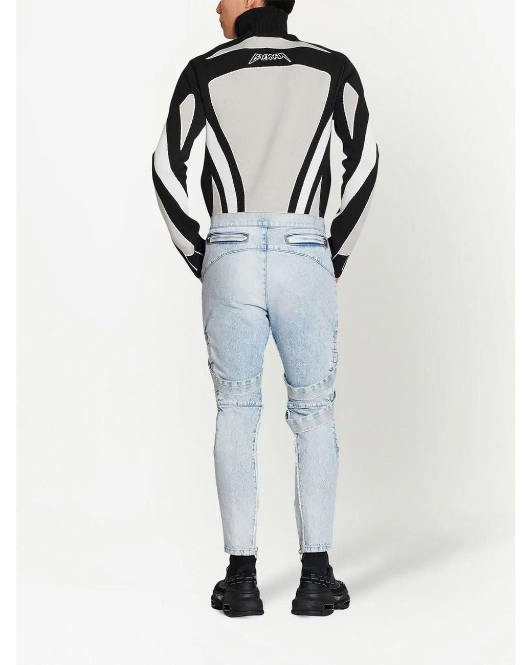 Balmain Blue Slim-Fit Strap Jeans for men