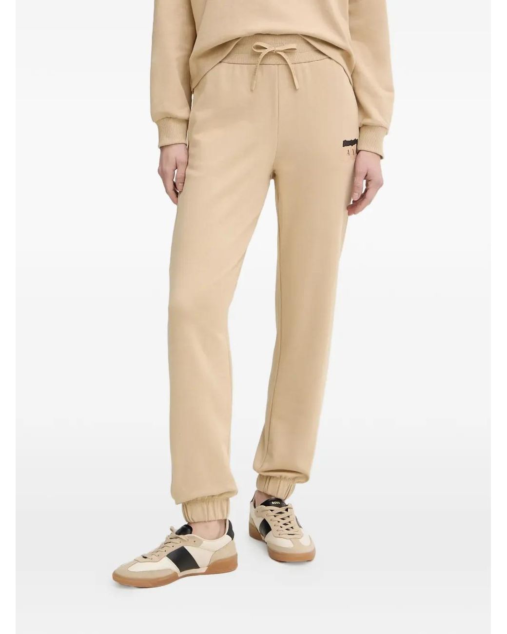 ARMANI EXCHANGE Natural Drawstring-Waist Logo-Detail Track Pants