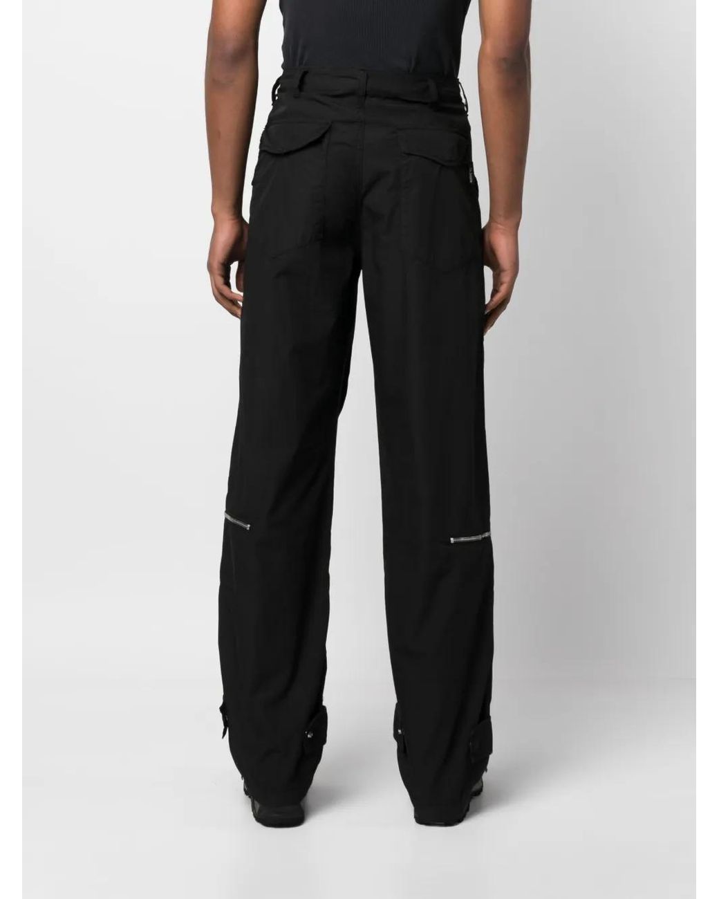 Palm Angels Black Zip-Detailed Cargo Trousers for men