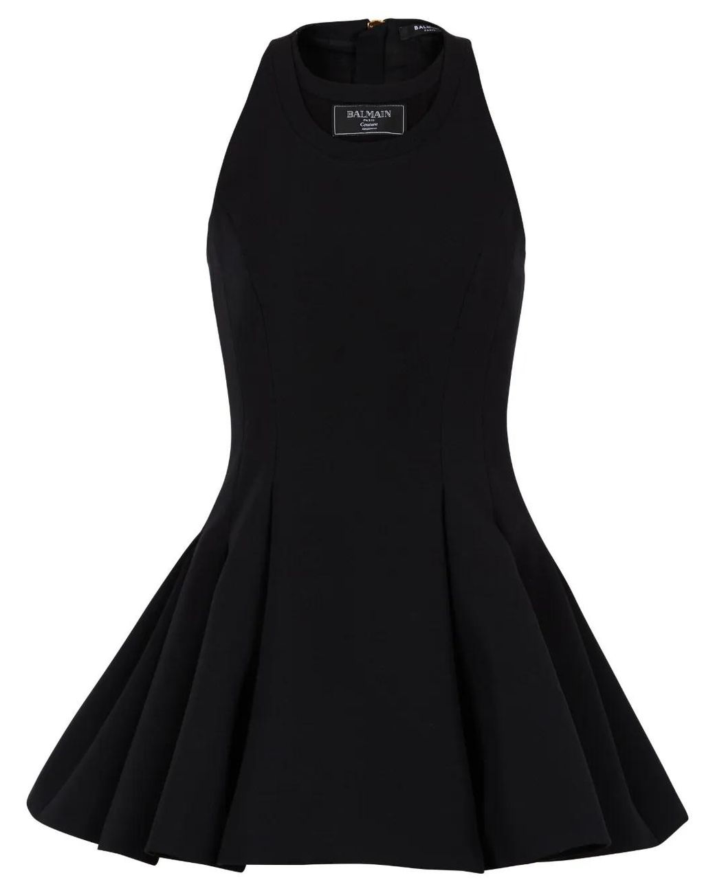 Balmain Black Virgin Wool Mini Dress