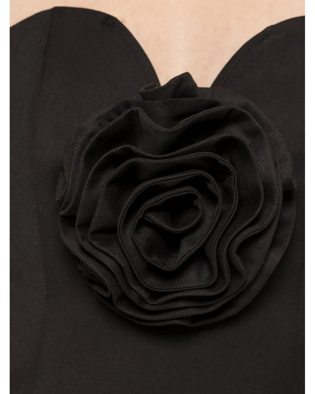 Nissa Black Floral-Appliqué Corset Top
