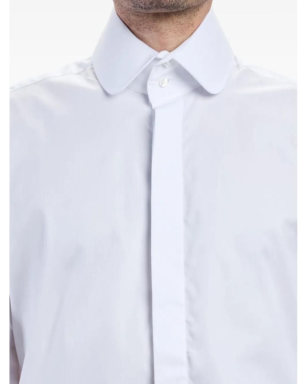Karl Lagerfeld White Hidden-Button Shirt for men