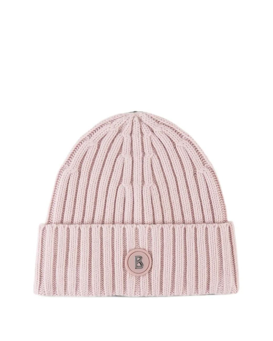 Bogner Pink Bony Logo-Patch Beanie Hat