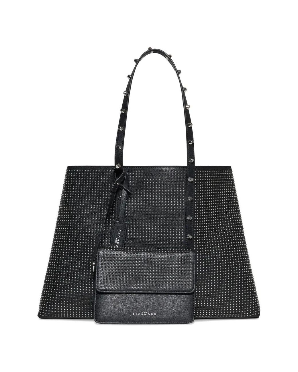 John Richmond Black Studded-Detail Shoulder Bag