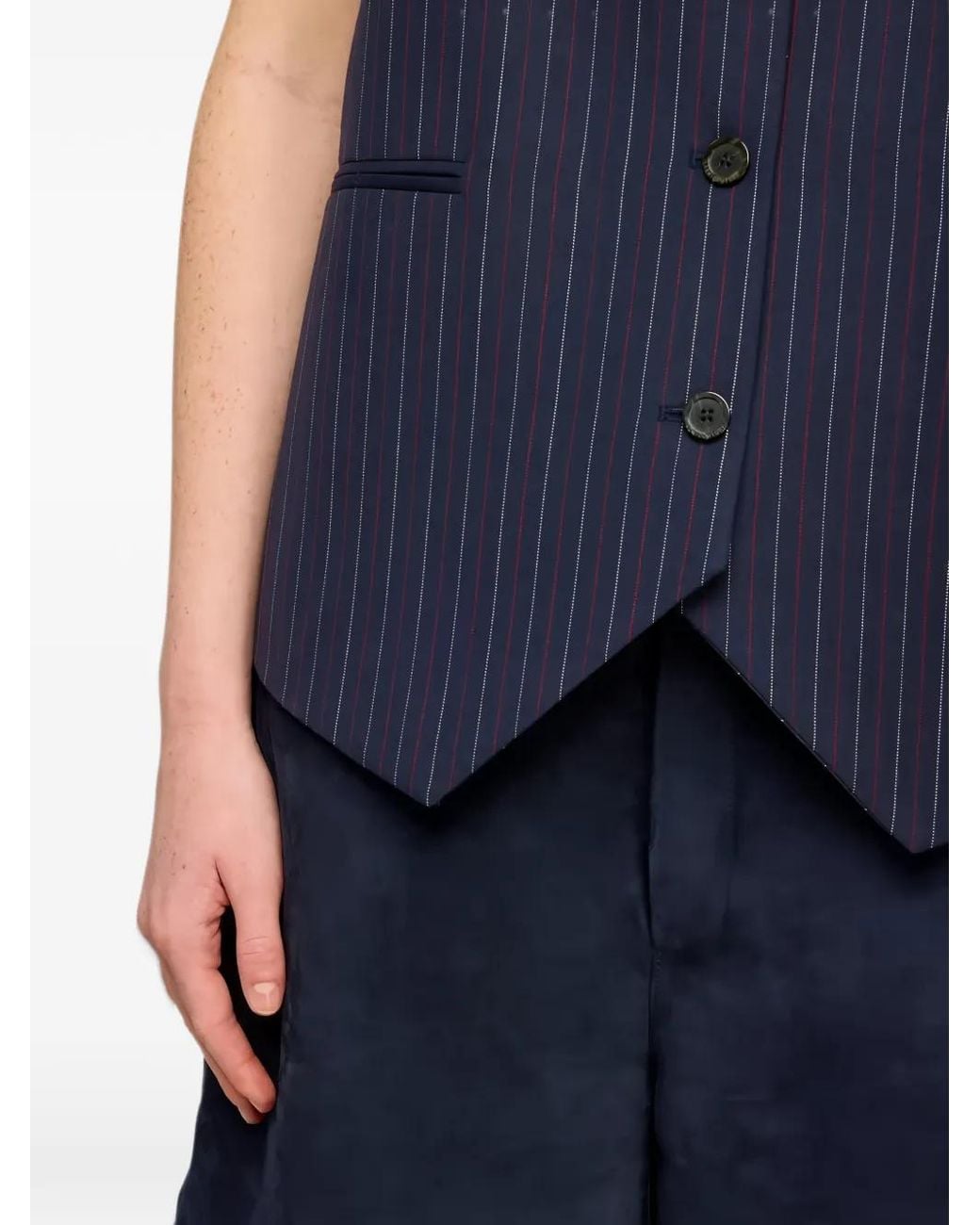 Semicouture Blue Britney Pinstripe-Pattern Waistcoat