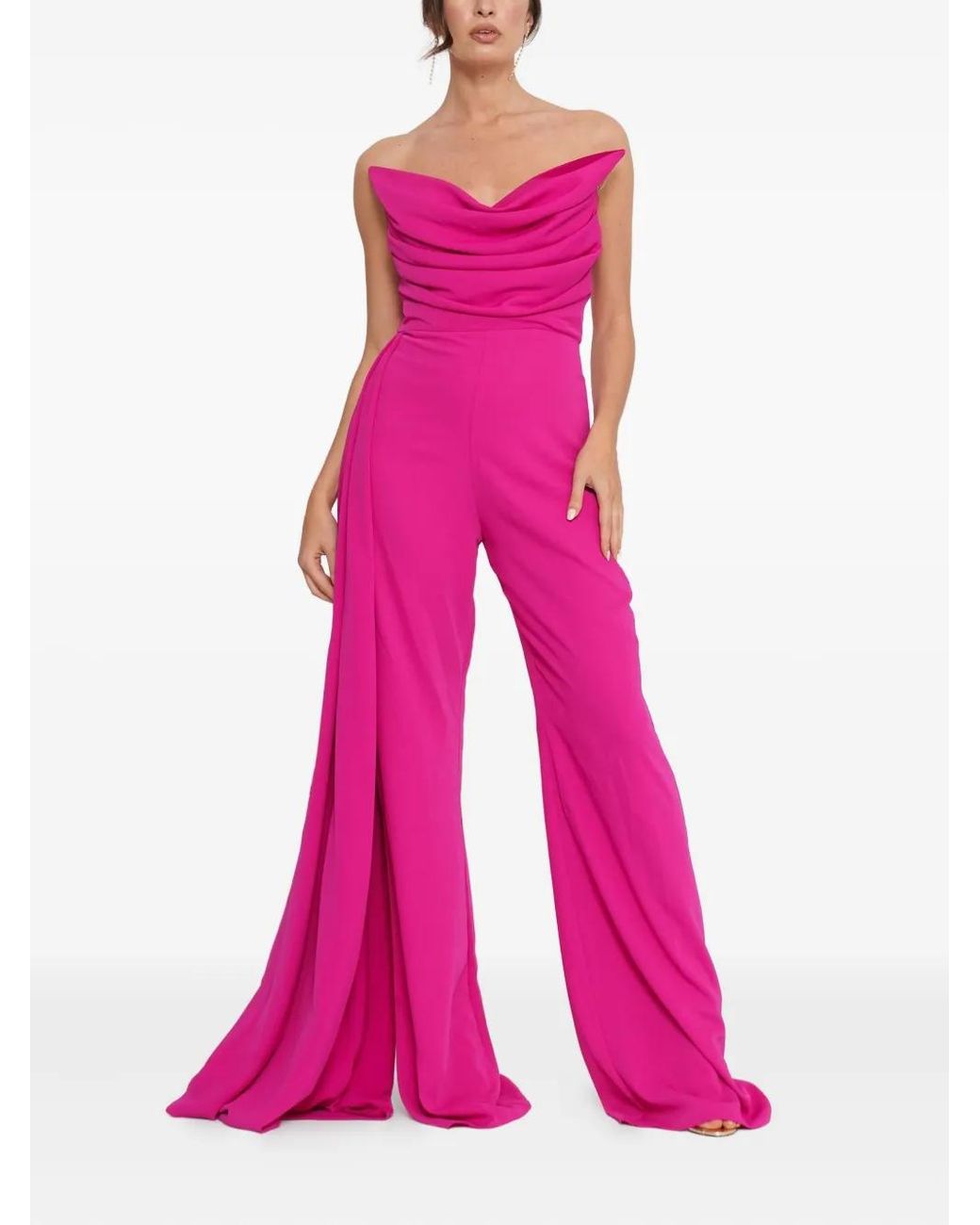 Forever Unique Pink Cowl-Neck Draped Jumpsuit